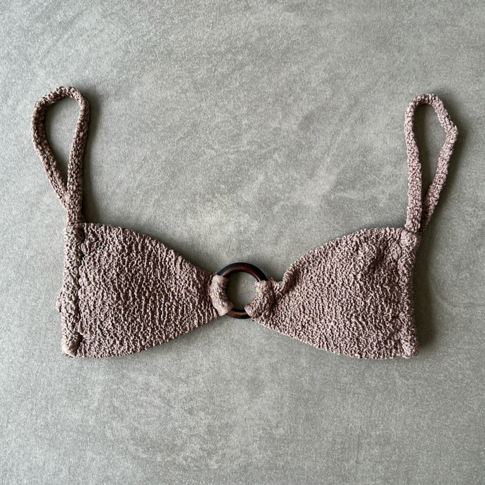 Chocolate Mousse Beehive Textured Kayla Bikini Top-0