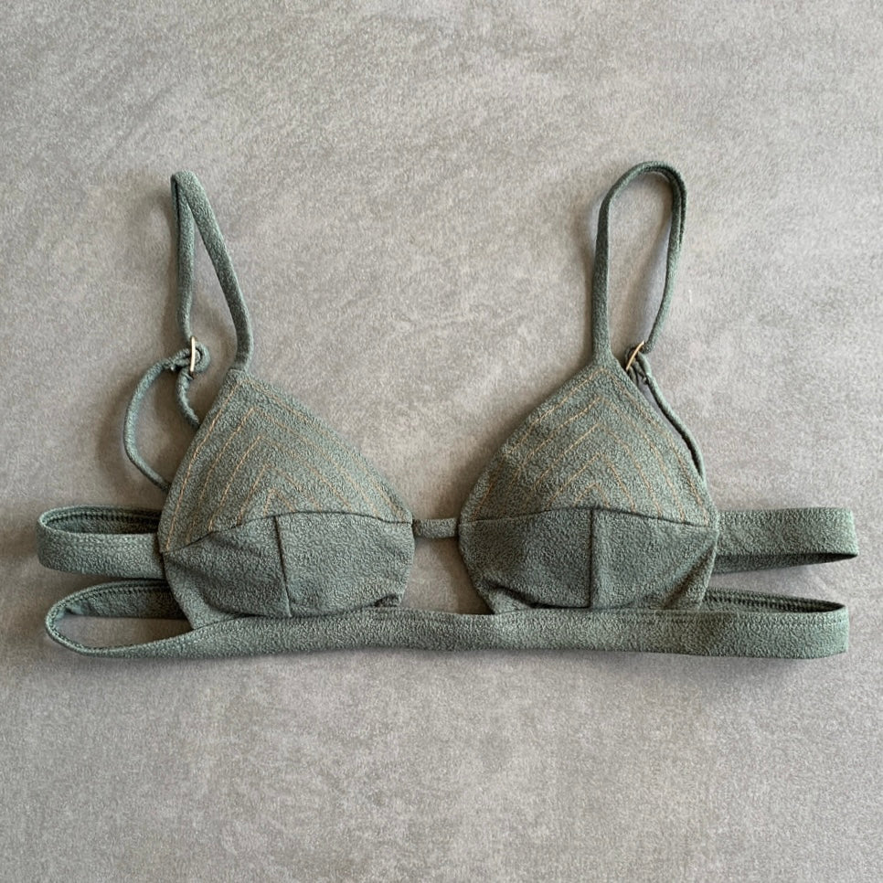 Seashore Textured Fern Green Vera Bikini Top-0