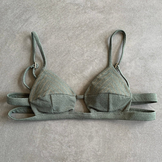 Seashore Textured Fern Green Vera Bikini Top-0