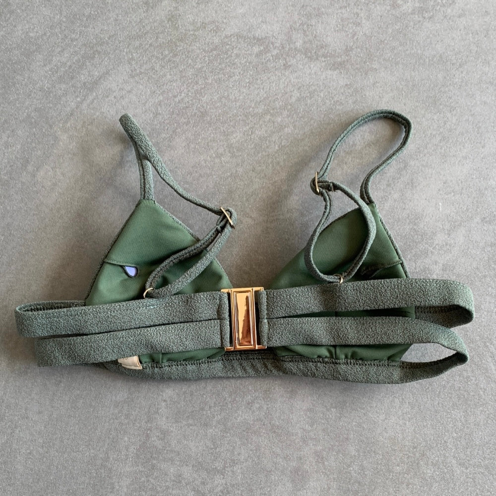 Seashore Textured Fern Green Vera Bikini Top-2
