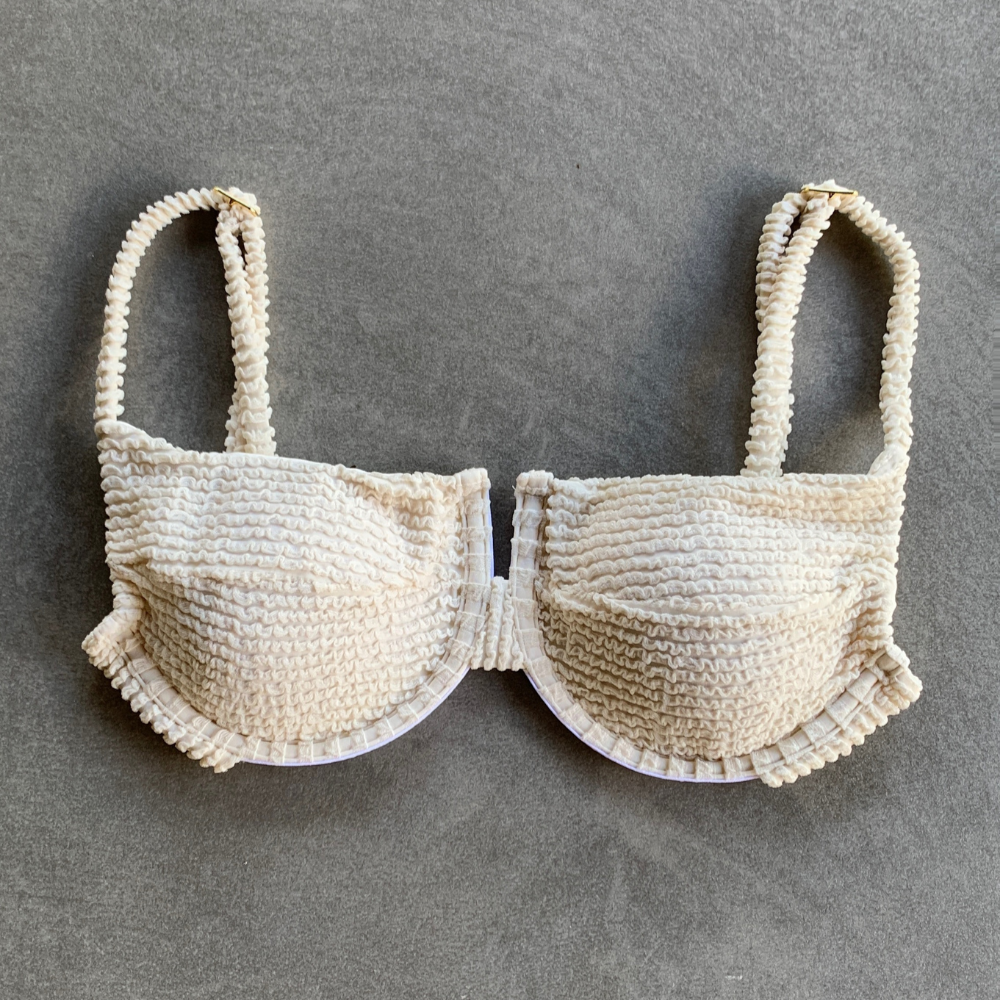 Pearl Textured Panneled Bikini Top-0