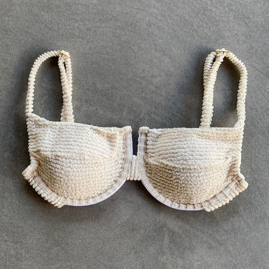 Pearl Textured Panneled Bikini Top-0