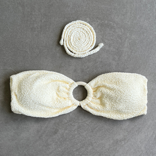 Buttercream Beehive Textured Strapless Bikini Top-0