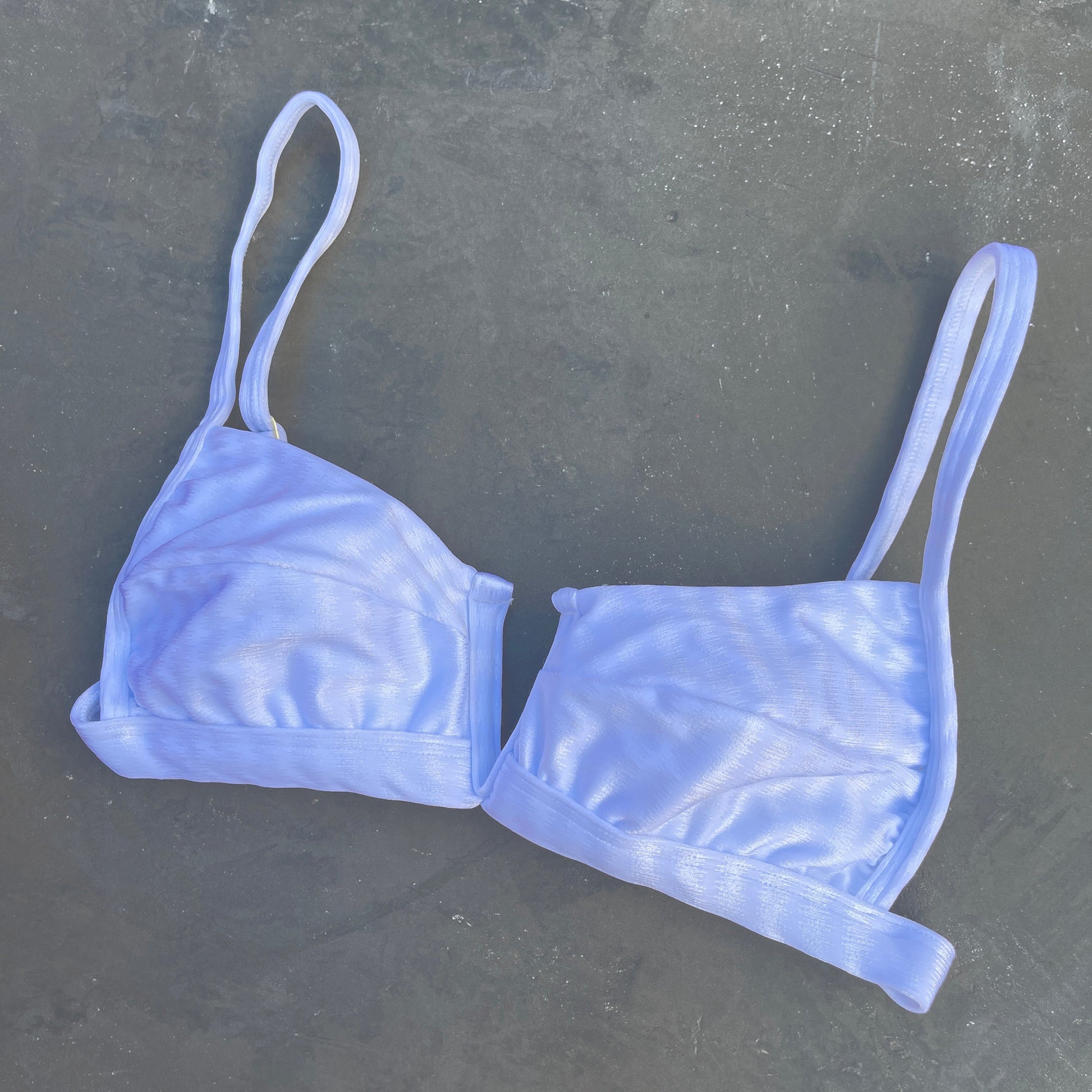 White Striped Squared V Bikini Top-2